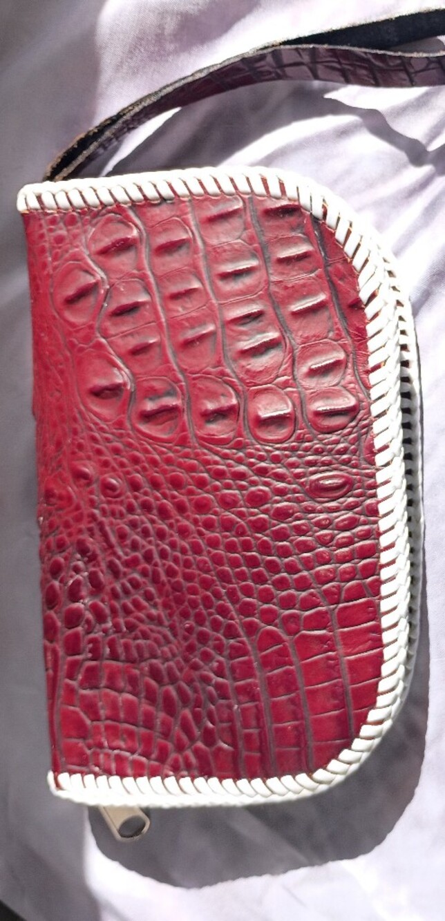 Handcrafted Genuine Leather & Snakeskin Zip-Around Women's Wallet